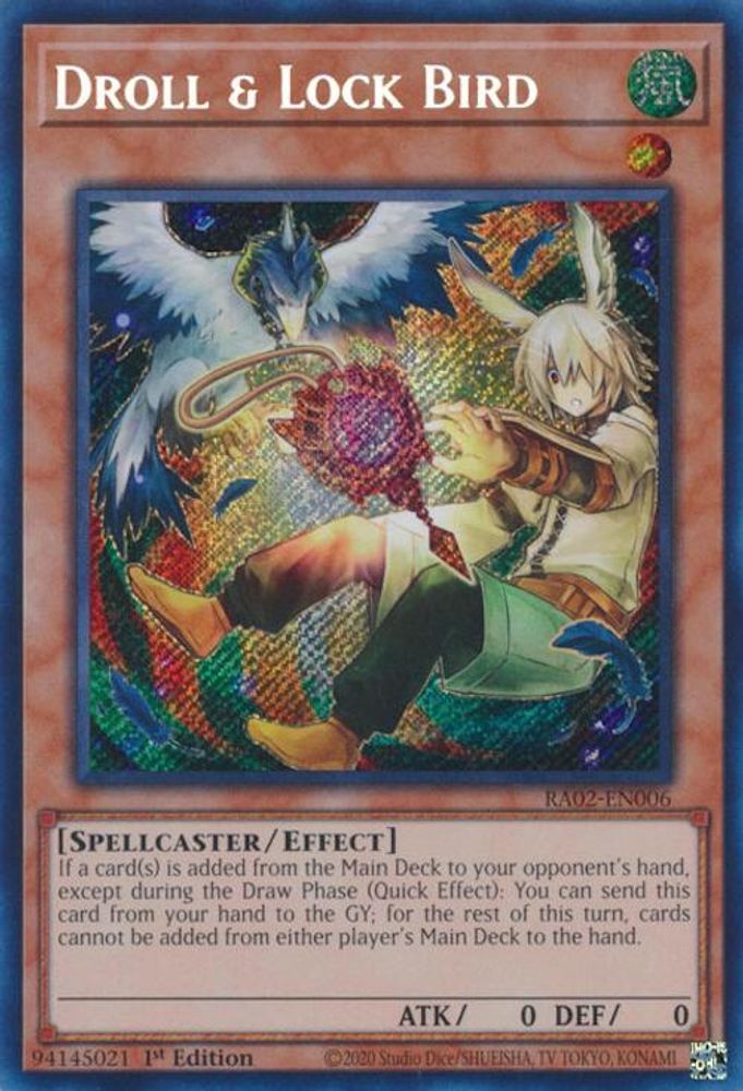 Droll & Lock Bird (Alternate Art) (Secret Rare) (RA02-EN006) - Secret Rare