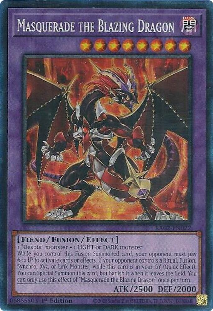 Masquerade the Blazing Dragon (PCR) [RA02-EN022] Rare de collection prismatique 