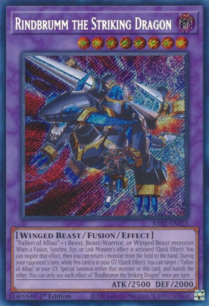 Rindbrumm le dragon frappant (Secret Rare) [RA02-EN025] Secret Rare 