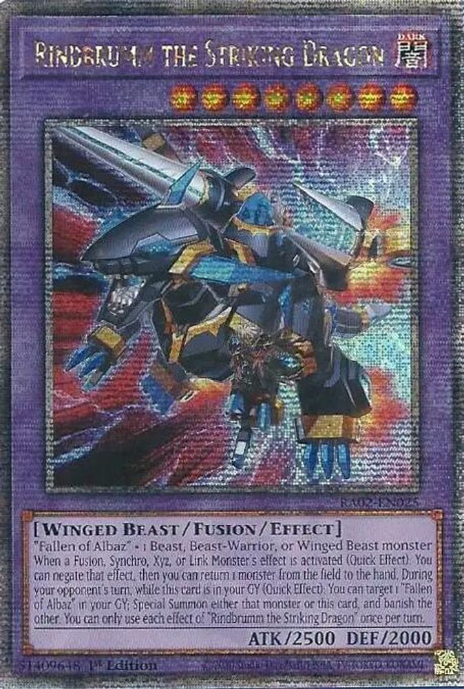 Rindbrumm le dragon frappant (Quarter Century Secret Rare) [RA02-EN025] Quarter Century Secret Rare 