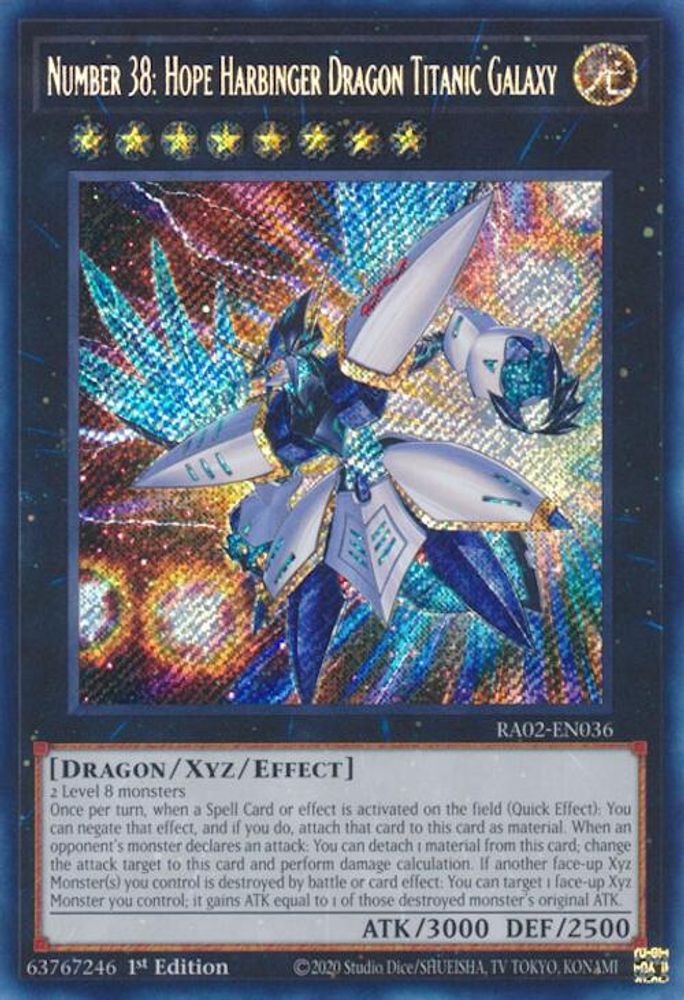 Numéro 38 : Hope Harbinger Dragon Titanic Galaxy (Secret Rare) [RA02-EN036] Secret Rare 