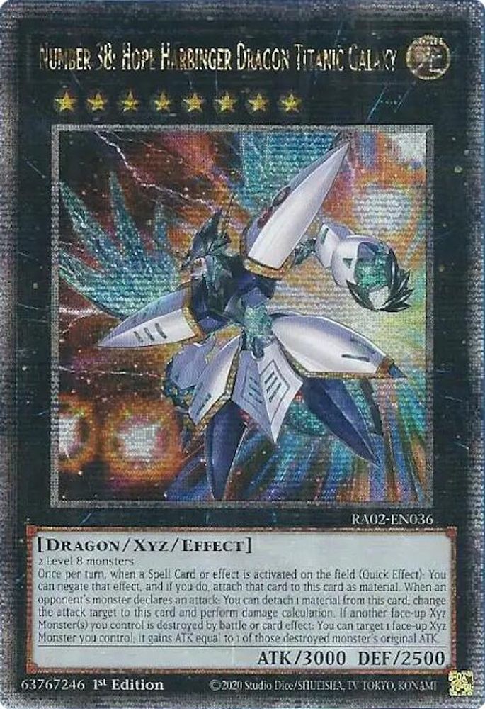 Numéro 38 : Hope Harbinger Dragon Titanic Galaxy (Quarter Century Secret Rare) [RA02-EN036] Quarter Century Secret Rare 