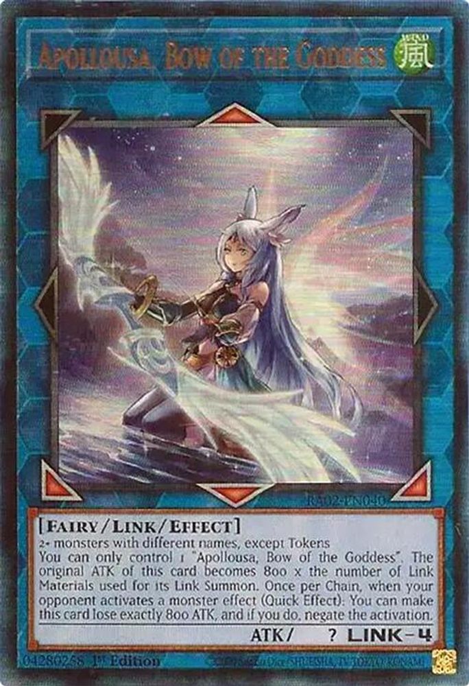 Apollousa, Bow of the Goddess (Alternate Art) (PUR) (RA02-EN040) - Prismatic Ultimate Rare