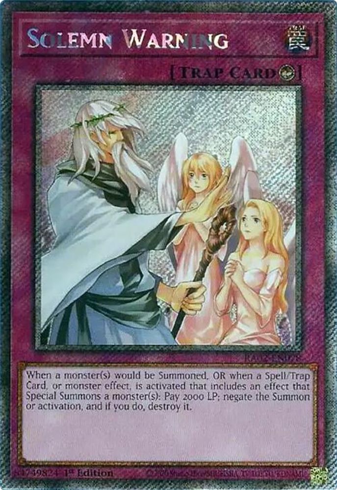 Solemn Warning (Platinum Secret Rare) (RA02-EN078) - Platinum Secret Rare