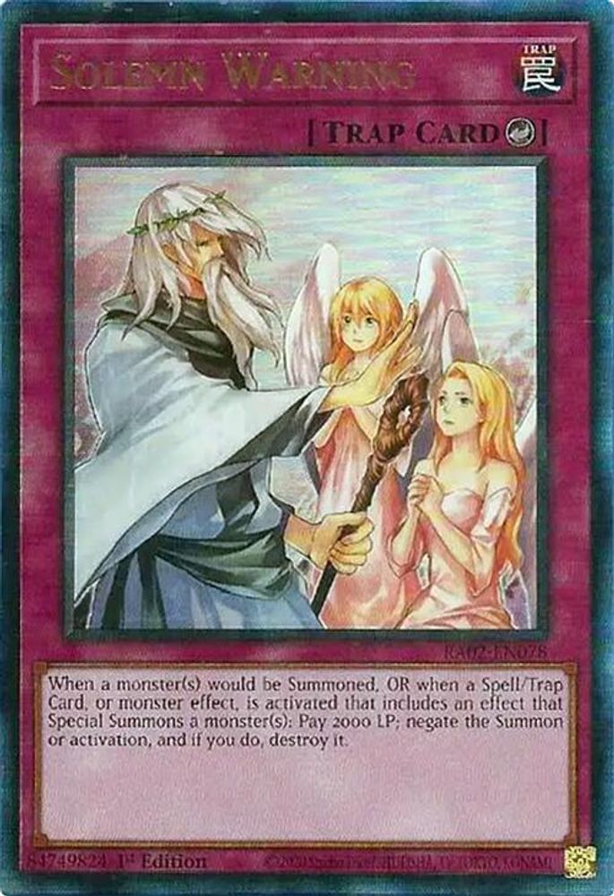 Solemn Warning (PUR) (RA02-EN078) - Prismatic Ultimate Rare