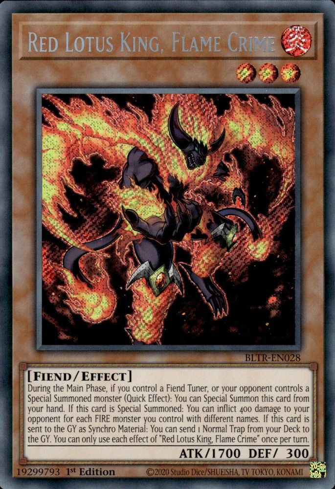 Red Lotus King, Flame Crime (BLTR-EN028) - Secret Rare