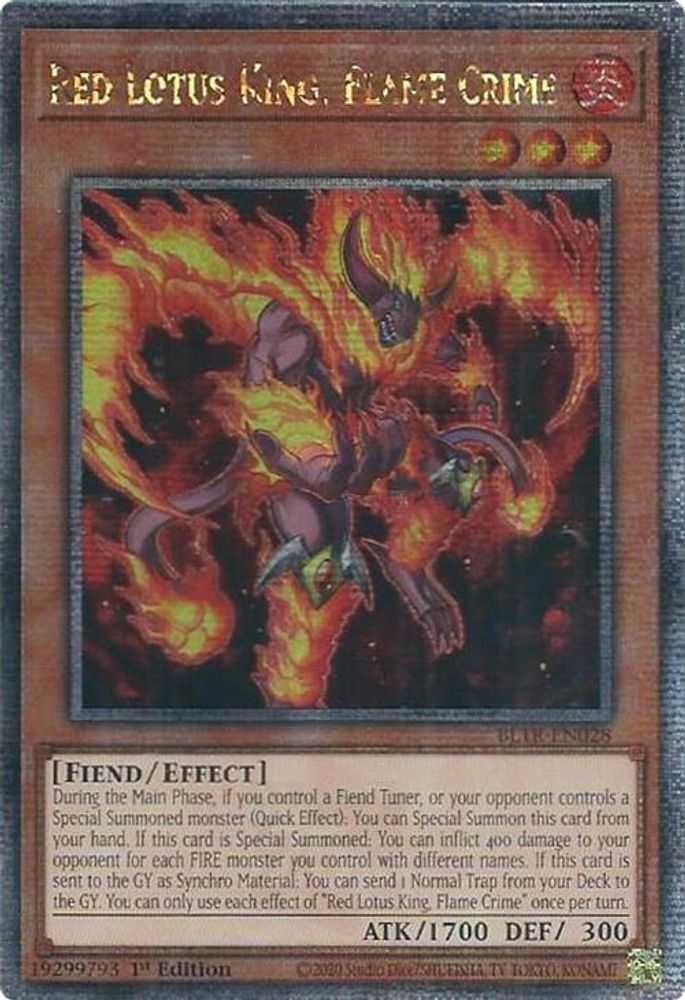 Red Lotus King, Flame Crime (Quarter Century Secret Rare) (BLTR-EN028) - Quarter Century Secret Rare