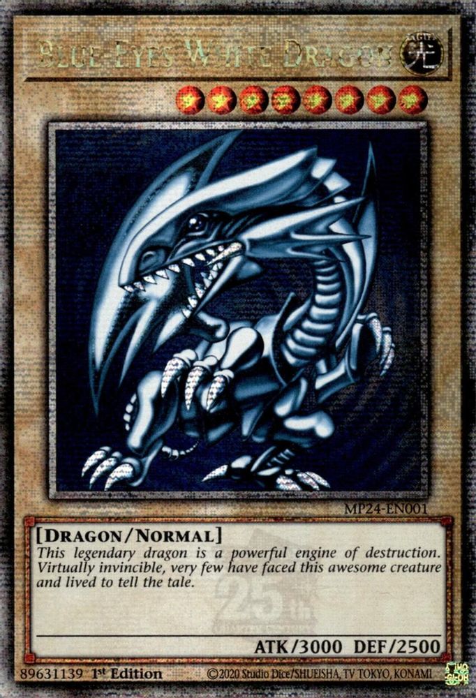 Blue-Eyes White Dragon (Quarter Century Secret Rare) (MP24-EN001) - Quarter Century Secret Rare