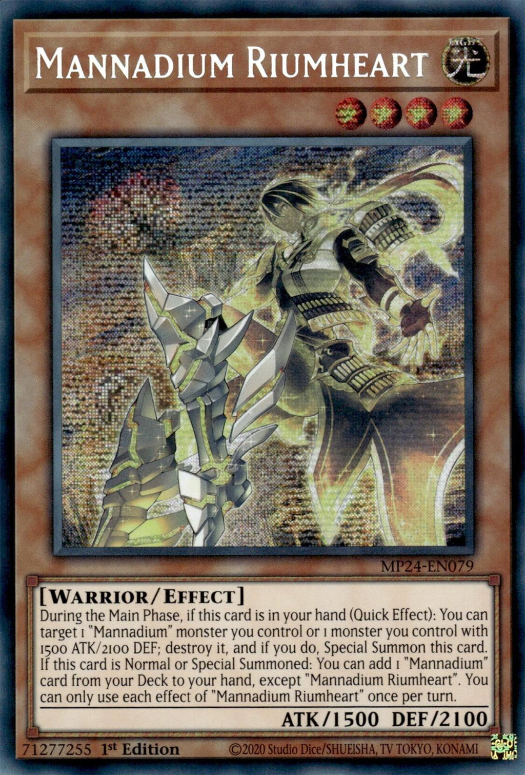 Mannadium Riumheart (MP24-EN079) - Prismatic Secret Rare