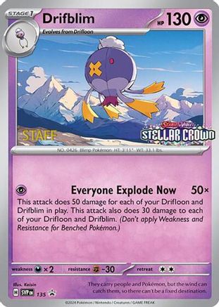 Drifblim (Prerelease) [Staff] 135  - Reverse Holofoil - Promo