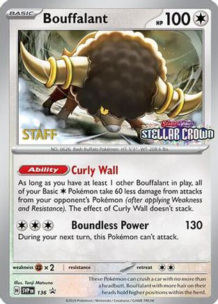 Bouffalant (Prerelease) [Staff] 136  - Holofoil - Promo