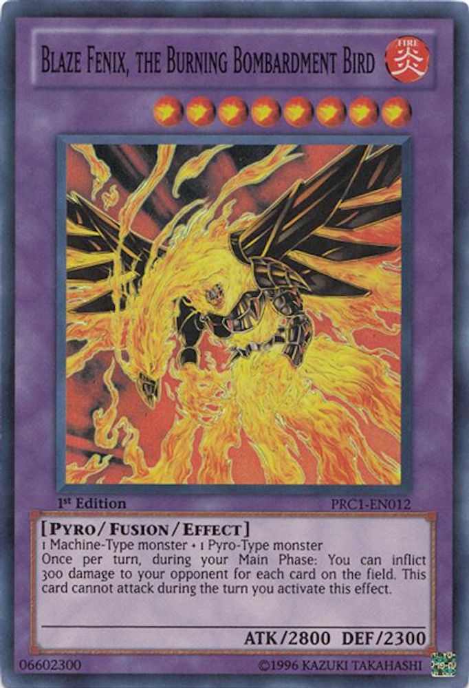 Blaze Fenix, the Burning Bombardment Bird (PRC1-EN012) - Super Rare
