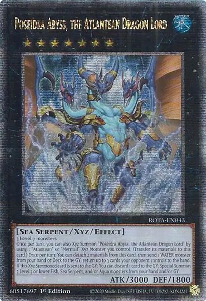 Poseidra Abyss, the Atlantean Dragon Lord (Quarter Century Secret Rare) (ROTA-EN043) - Quarter Century Secret Rare
