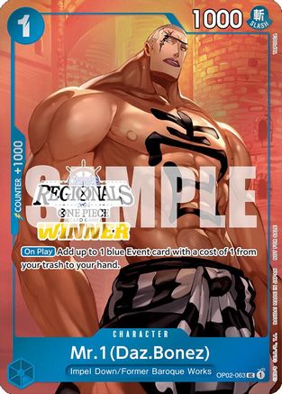 Mr.1 (Daz.Bonez) (Online Regional 2024 Vol. 3) [Winner] (OP02-063) - Uncommon