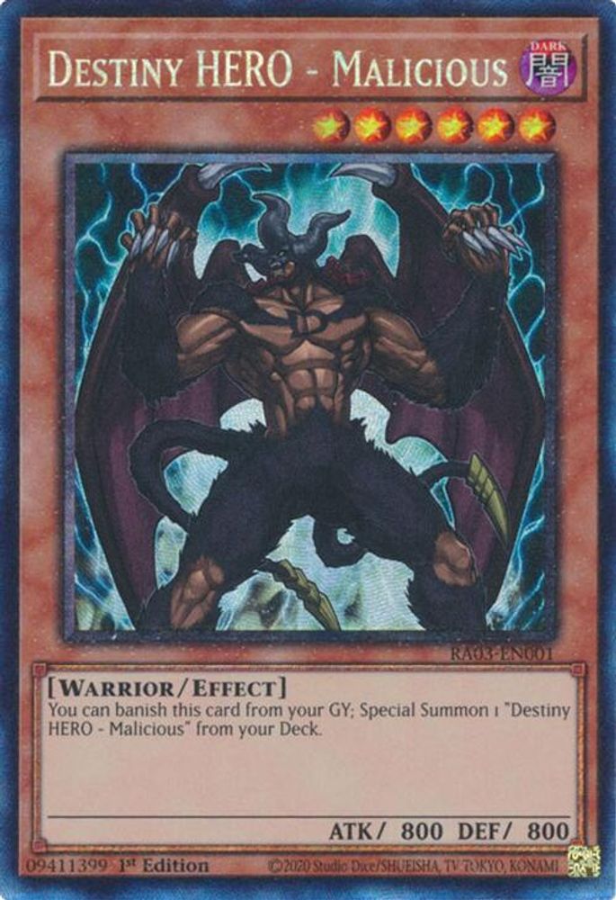 Destiny HERO - Malicious (PCR) (RA03-EN001) - Prismatic Collector's Rare