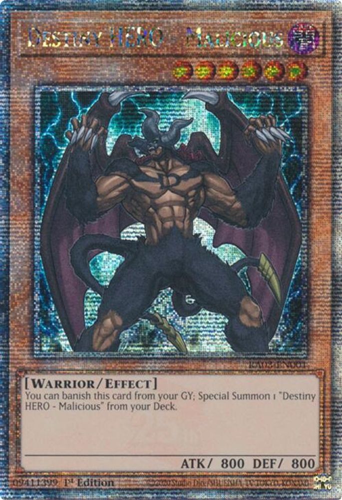 Destiny HERO - Malicious (Quarter Century Secret Rare) (RA03-EN001) - Quarter Century Secret Rare