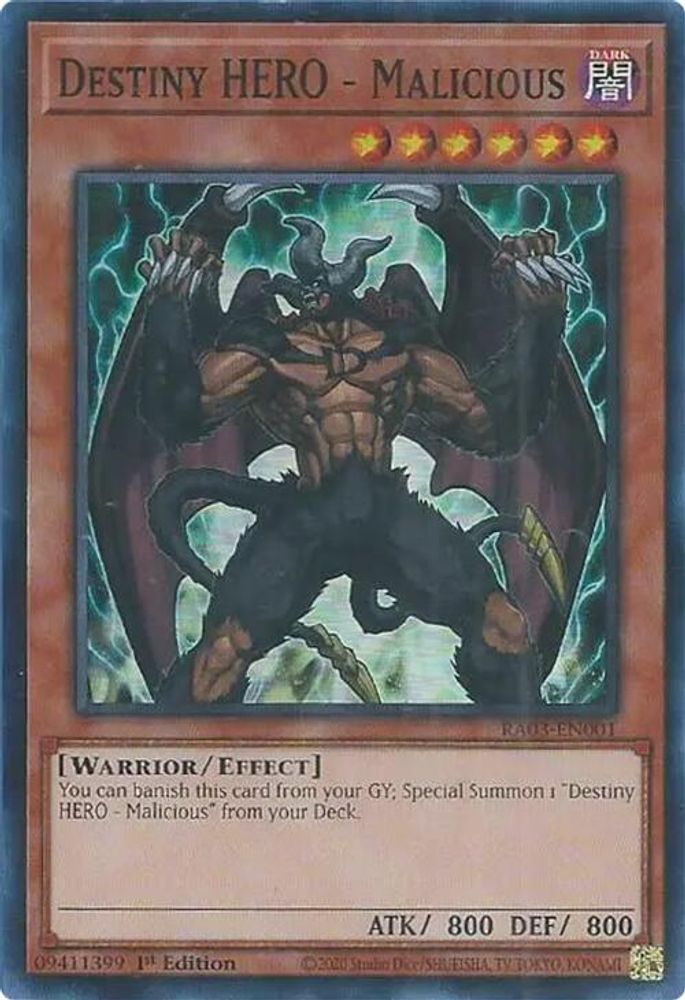 Destiny HERO - Malicious (RA03-EN001) - Super Rare