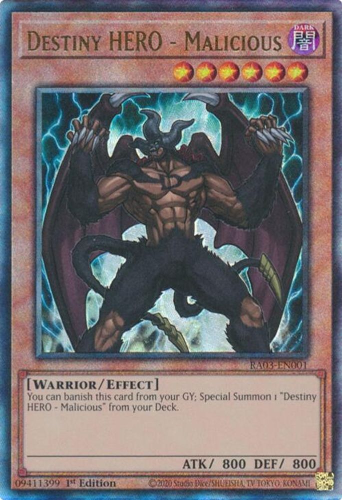 Destiny HERO - Malicious (PUR) (RA03-EN001) - Prismatic Ultimate Rare