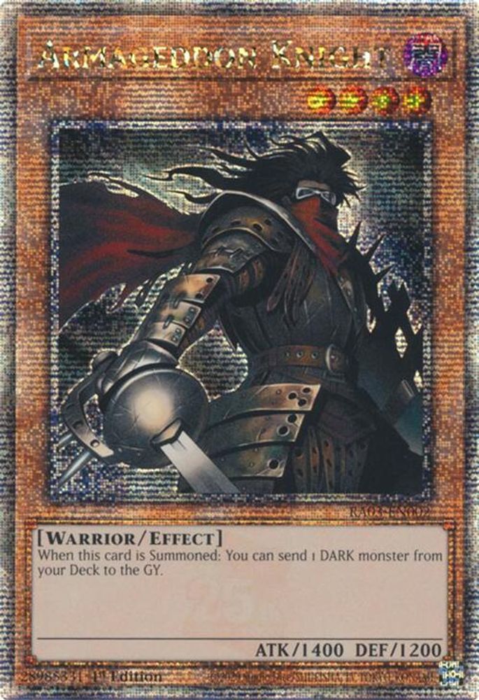 Armageddon Knight (Quarter Century Secret Rare) (RA03-EN002) - Quarter Century Secret Rare