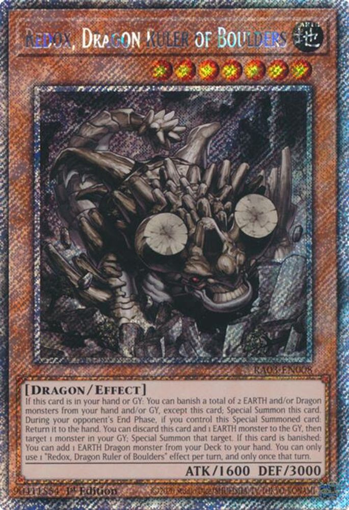 Redox, Dragon Ruler of Boulders (Platinum Secret Rare) (RA03-EN008) - Platinum Secret Rare