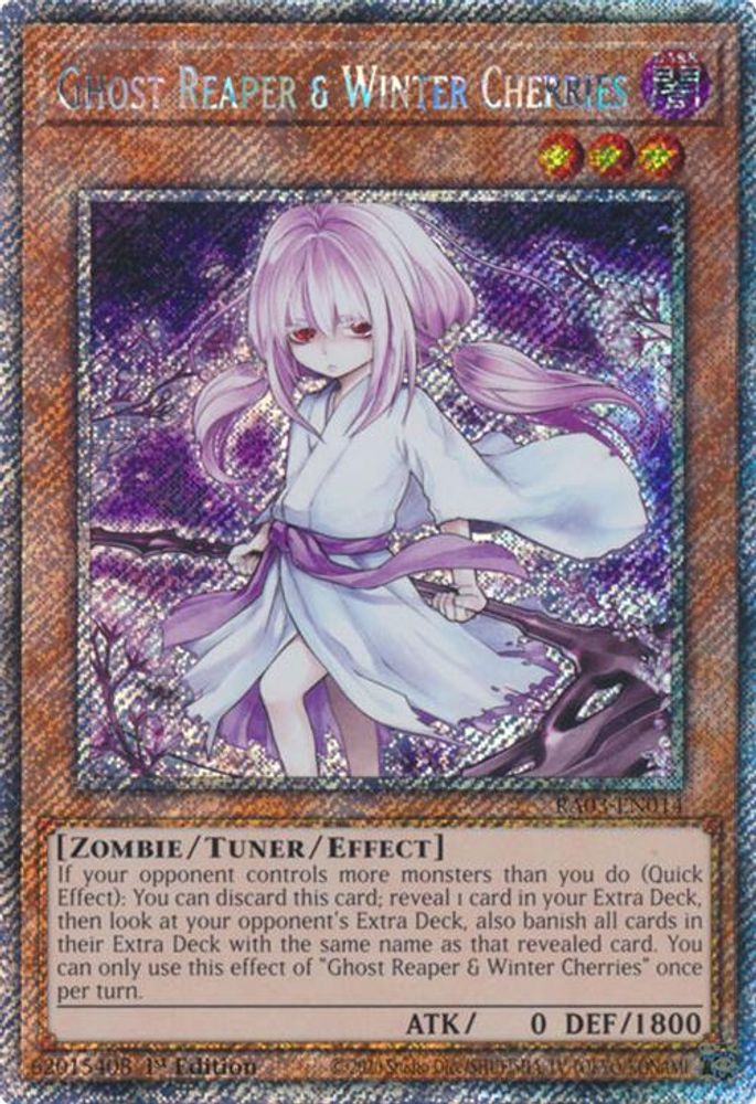 Ghost Reaper & Winter Cherries (Alternate Art) (Platinum Secret Rare) (RA03-EN014) - Platinum Secret Rare