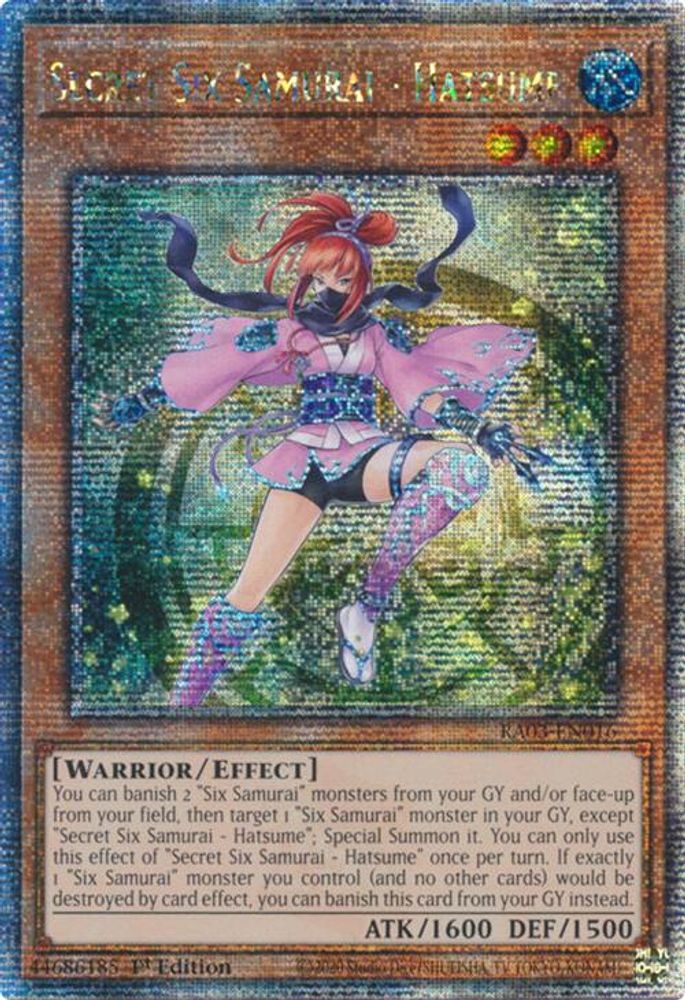 Secret Six Samurai - Hatsume (Quarter Century Secret Rare) (RA03-EN016) - Quarter Century Secret Rare