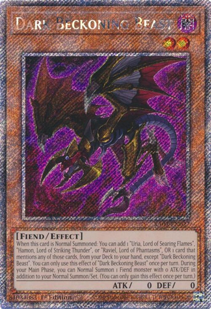 Dark Beckoning Beast (Platinum Secret Rare) (RA03-EN027) - Platinum Secret Rare