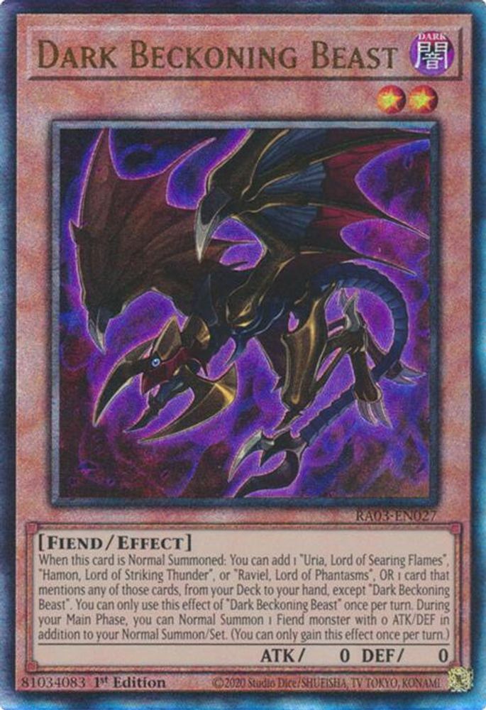 Dark Beckoning Beast (PUR) (RA03-EN027) - Prismatic Ultimate Rare