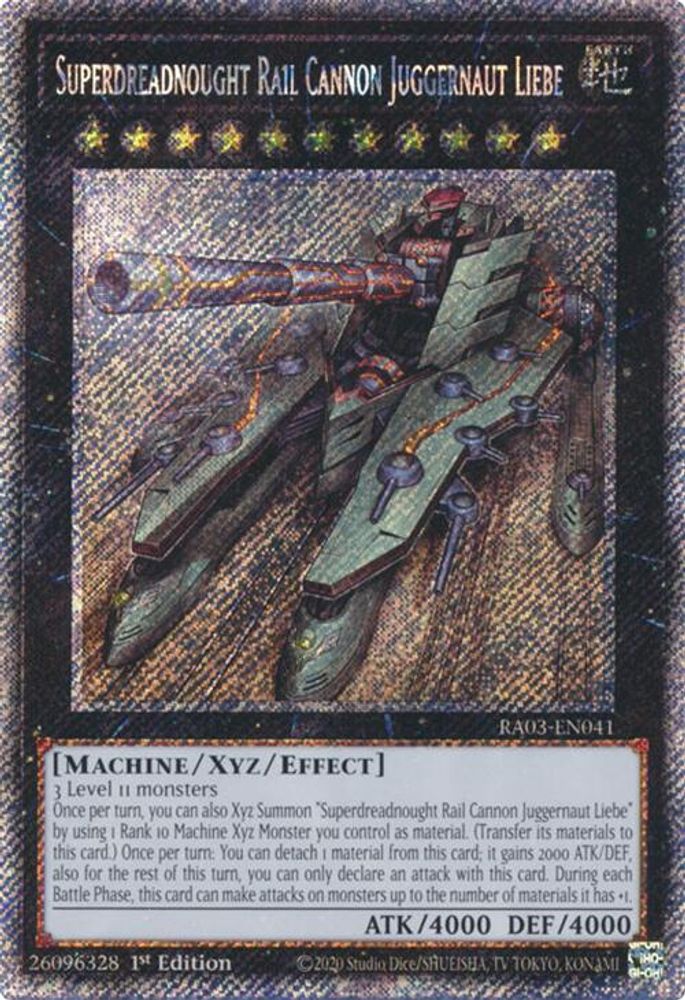 Superdreadnought Rail Cannon Juggernaut Liebe (Platinum Secret Rare) (RA03-EN041) - Platinum Secret Rare