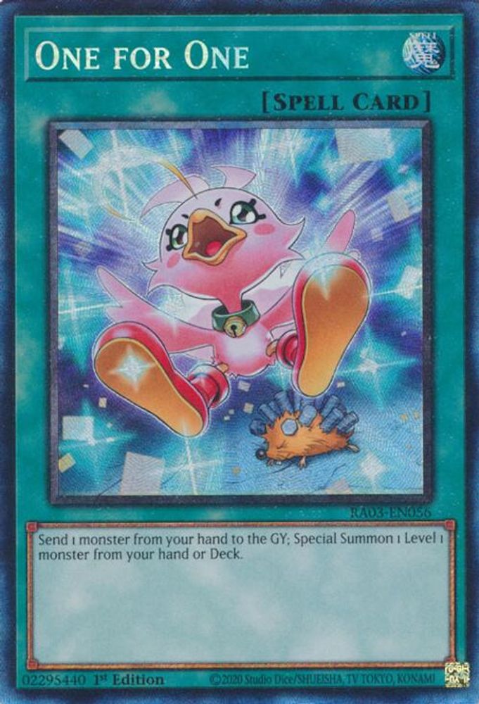 One for One (Alternate Art) (PCR) (RA03-EN056) - Prismatic Collector's Rare