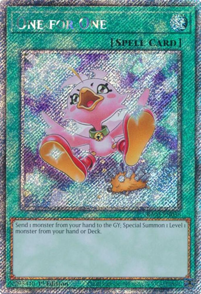 One for One (Alternate Art) (Platinum Secret Rare) (RA03-EN056) - Platinum Secret Rare