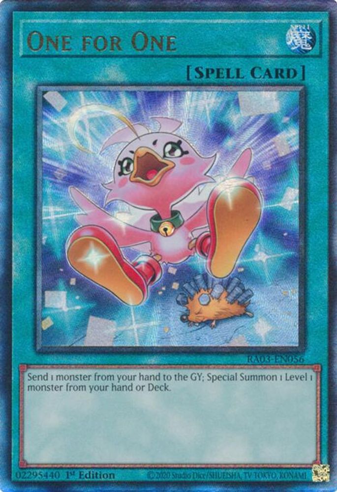 One for One (Alternate Art) (PUR) (RA03-EN056) - Prismatic Ultimate Rare