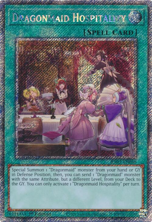 Dragonmaid Hospitality (Platinum Secret Rare) (RA03-EN068) - Quarter Century Bonanza 1st Edition