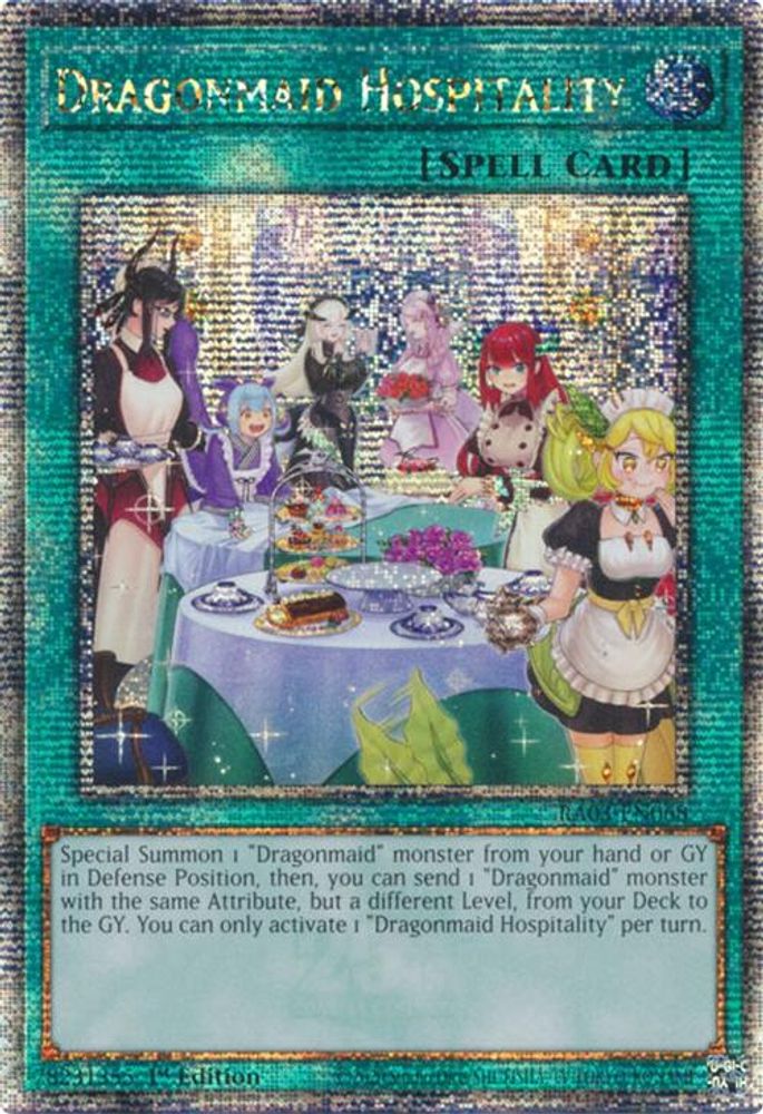 Dragonmaid Hospitality (Alternate Art) (Quarter Century Secret Rare) (RA03-EN068) - Quarter Century Secret Rare