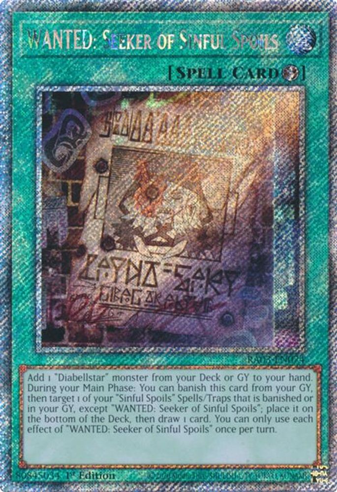 WANTED: Seeker of Sinful Spoils (Platinum Secret Rare) (RA03-EN074) - Platinum Secret Rare