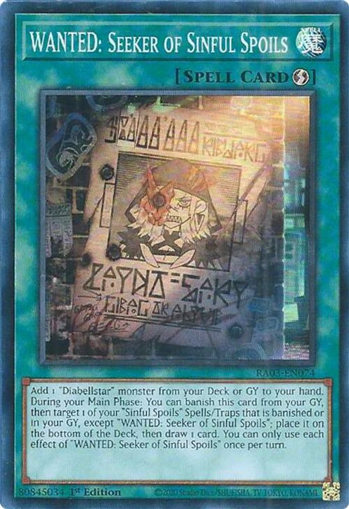 WANTED: Seeker of Sinful Spoils (RA03-EN074) - Super Rare