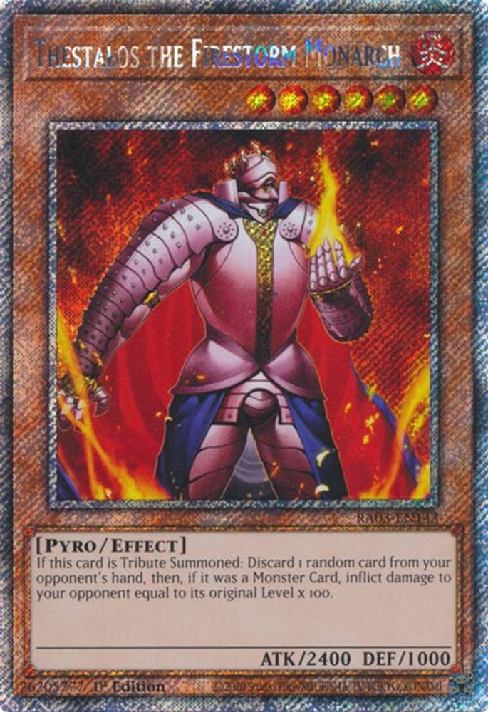 Thestalos the Firestorm Monarch (Platinum Secret Rare) (RA03-EN143) - Platinum Secret Rare