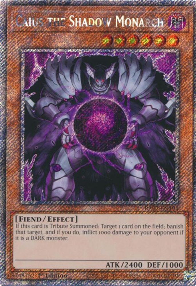 Caius the Shadow Monarch (Platinum Secret Rare) (RA03-EN194) - Platinum Secret Rare