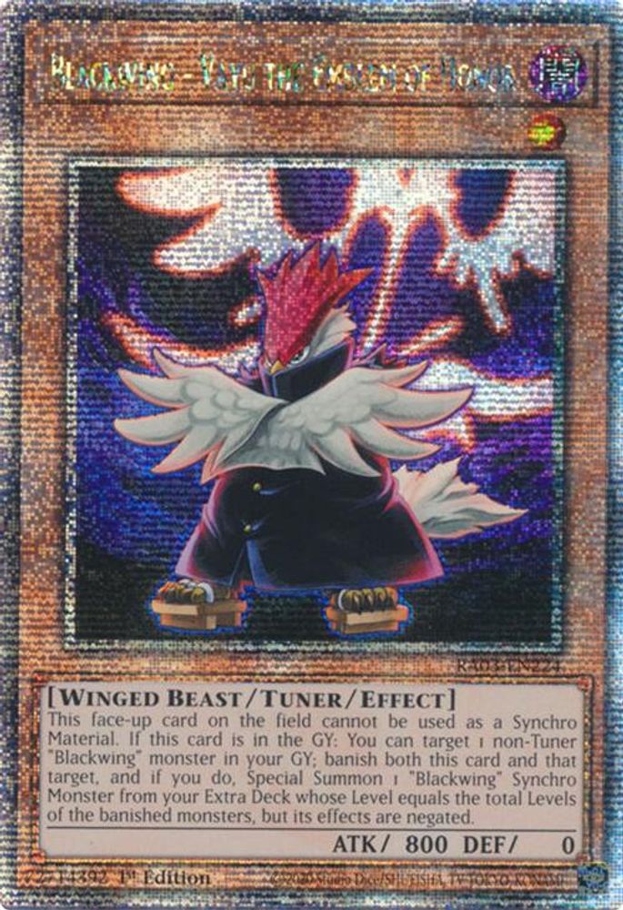 Blackwing - Vayu the Emblem of Honor (Quarter Century Secret Rare) (RA03-EN224) - Quarter Century Secret Rare