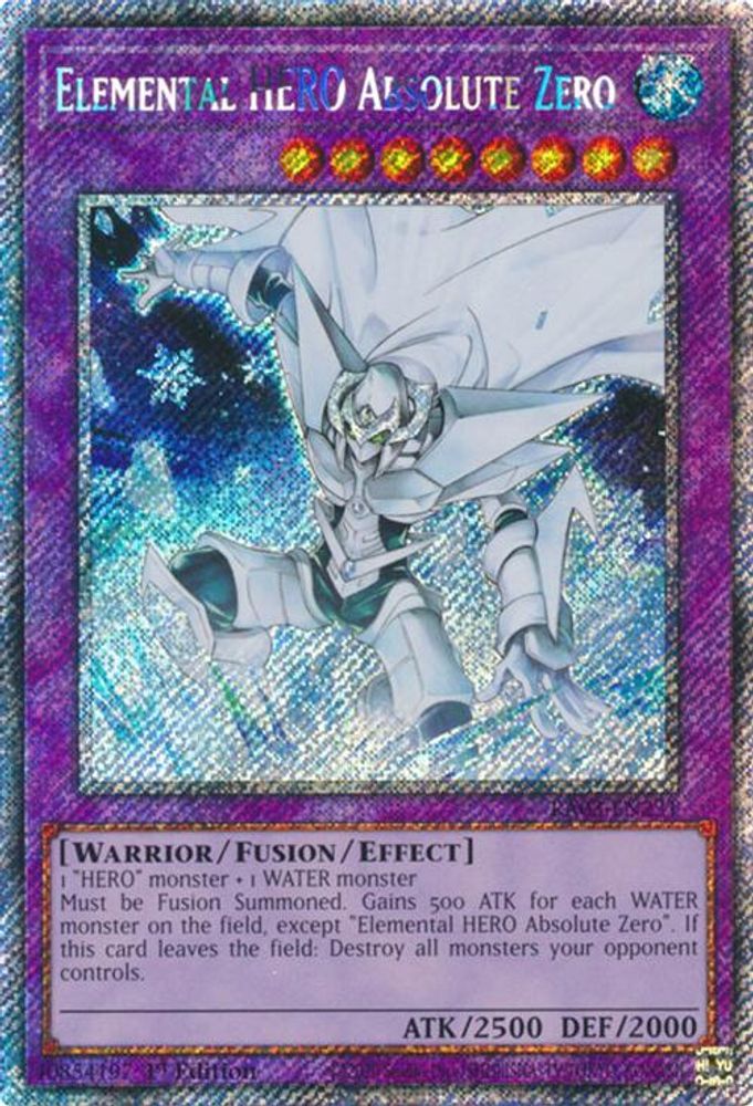 Elemental HERO Absolute Zero (Platinum Secret Rare) (RA03-EN231) - Platinum Secret Rare