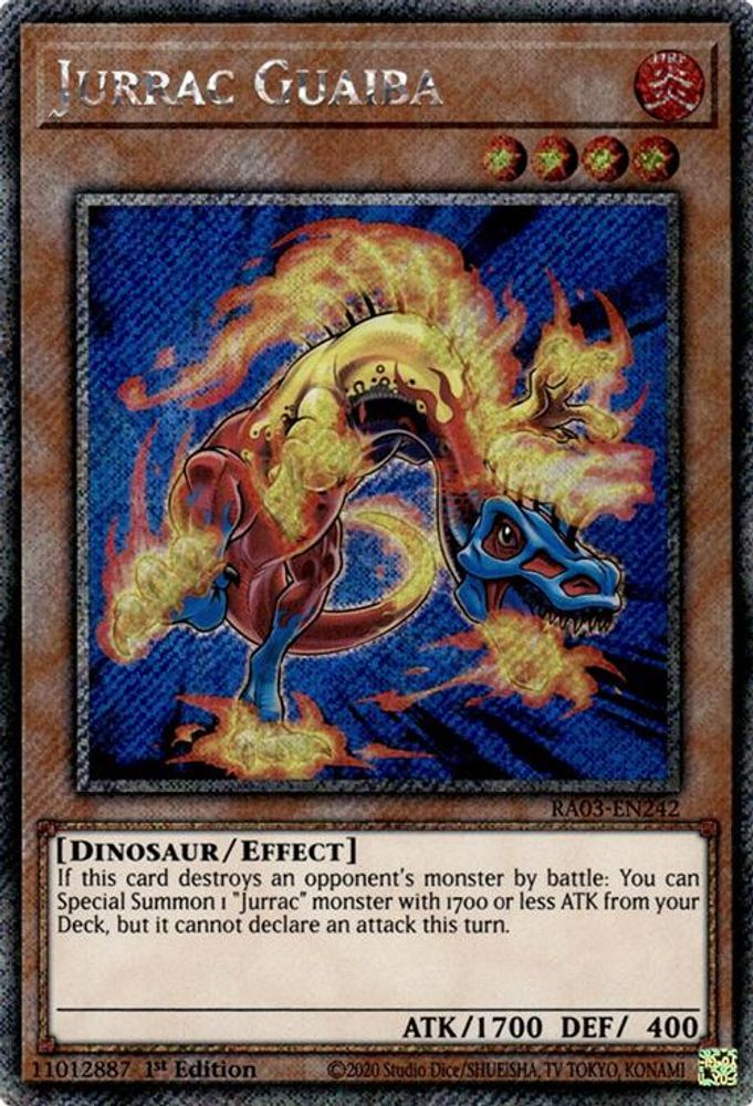 Jurrac Guaiba (Platinum Secret Rare) (RA03-EN242) - Platinum Secret Rare