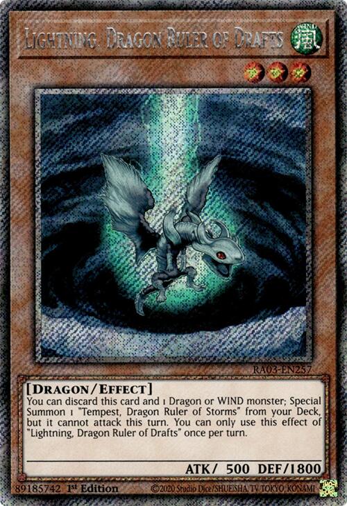 Lightning, Dragon Ruler of Drafts (Platinum Secret Rare) (RA03-EN257) - Quarter Century Bonanza 1st Edition