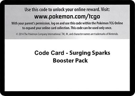 Code Card - Surging Sparks Booster Pack  - Code Card