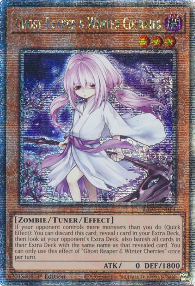 Ghost Reaper & Winter Cherries (Alternate Art) (Quarter Century Secret Rare) (RA03-EN014) - Quarter Century Secret Rare
