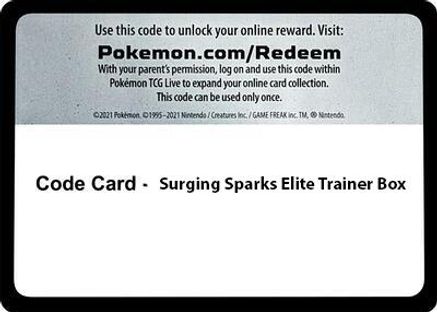 Code Card - Surging Spark Elite Trainer Box  - Code Card