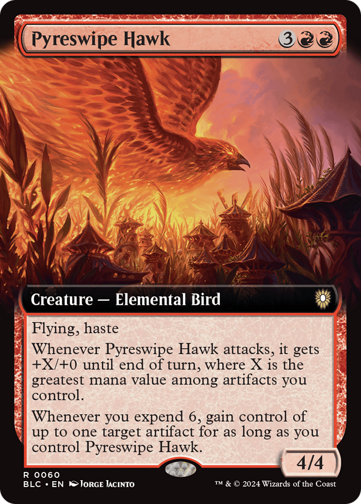 Pyreswipe Hawk (art étendu) [Bloomburrow Commander] 