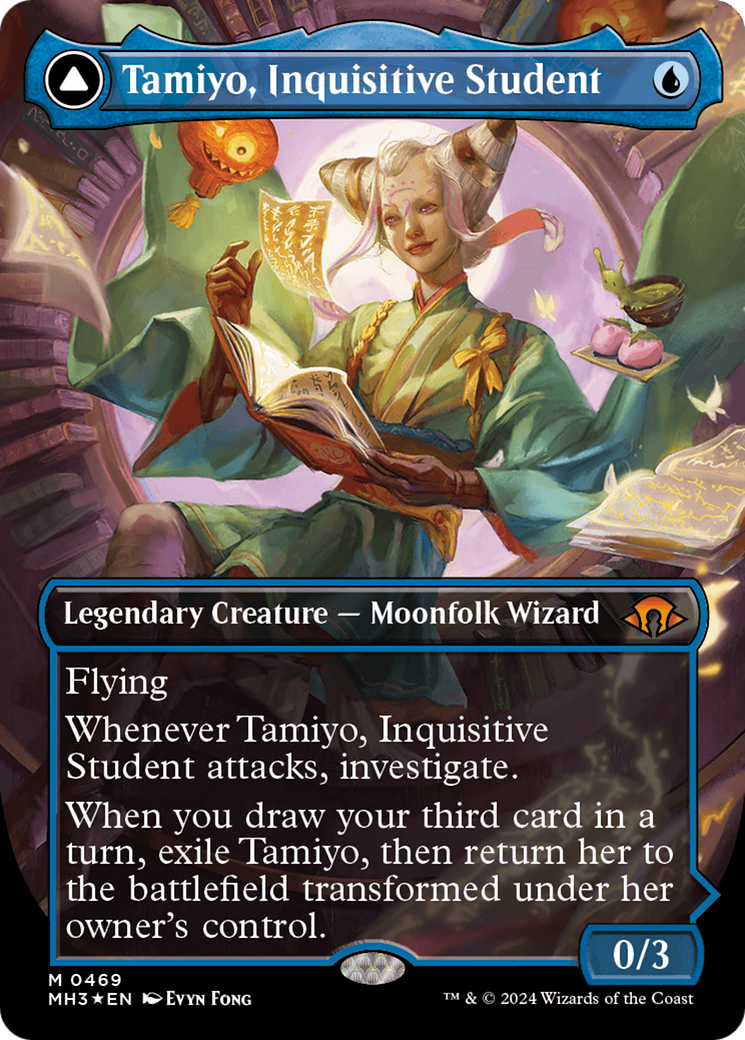 Tamiyo, étudiant curieux // Tamiyo, érudit chevronné (sans bordure) (feuille texturée) [Modern Horizons 3] 