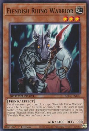 Fiendish Rhino Warrior (SBC2-ENE07) - Speed Duel: Battle City Finals 1st Edition