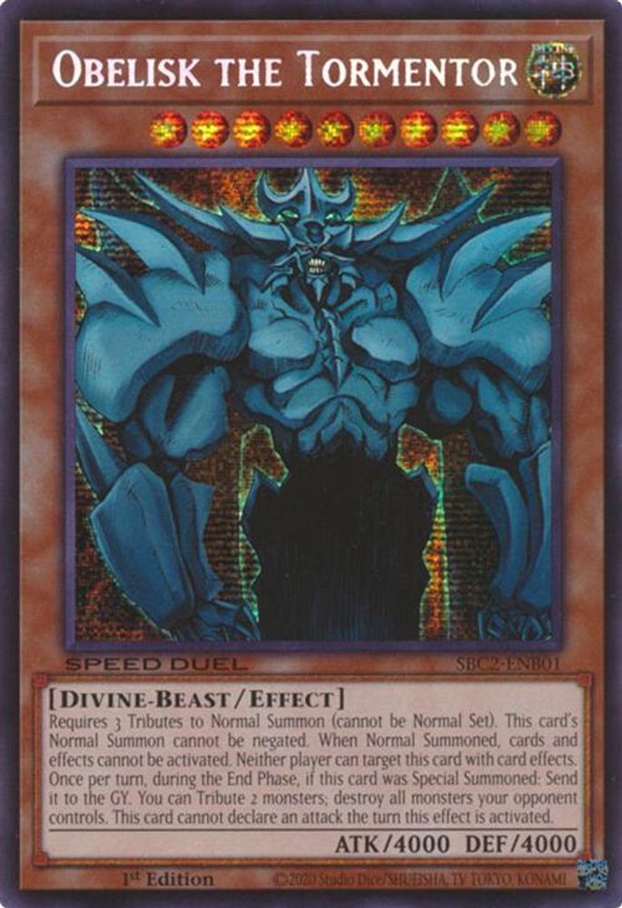Obelisk the Tormentor (SBC2-ENB01) - Prismatic Secret Rare