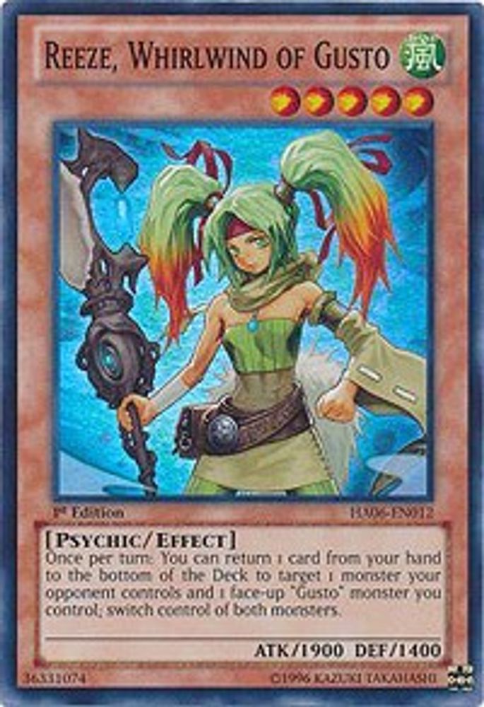 Reeze, Whirlwind of Gusto (HA06-EN012) - Super Rare